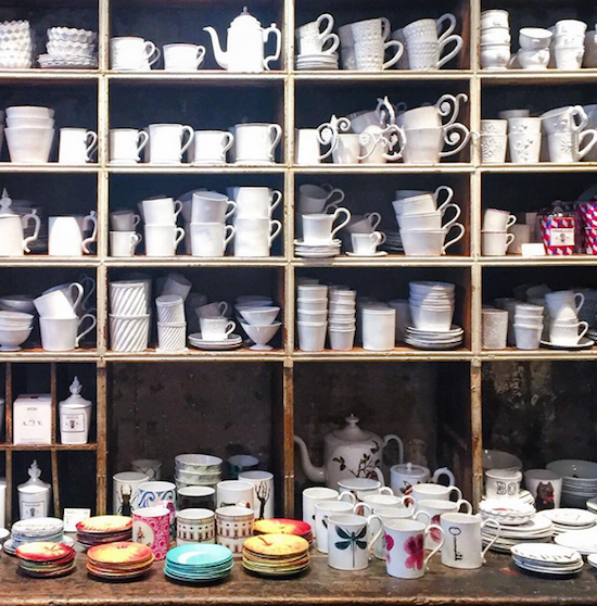 white pottery displayed in Parisian shop. white pottery displayed in Parisian shop.