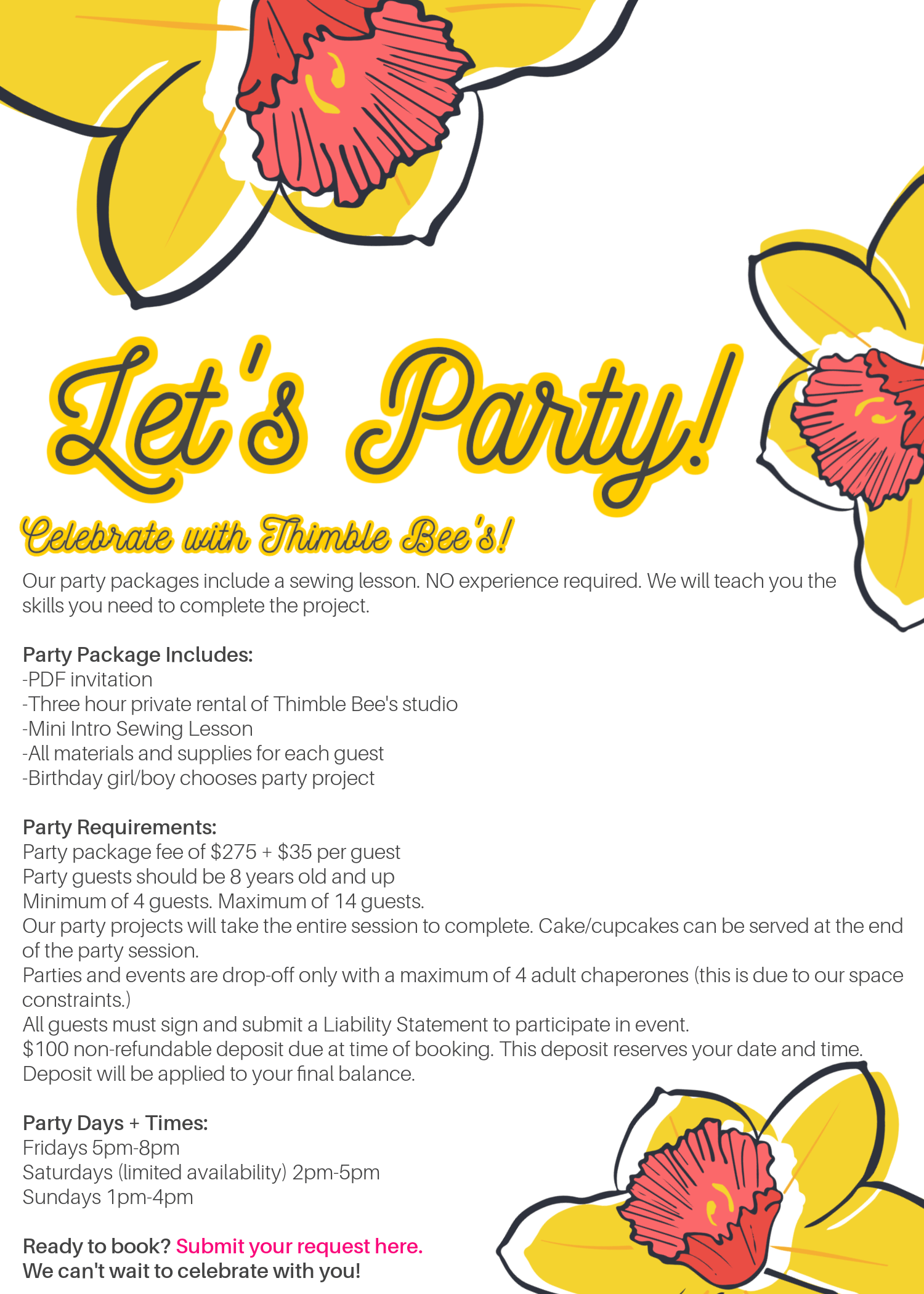 Parties + Events Thimble Bee's Sewing School