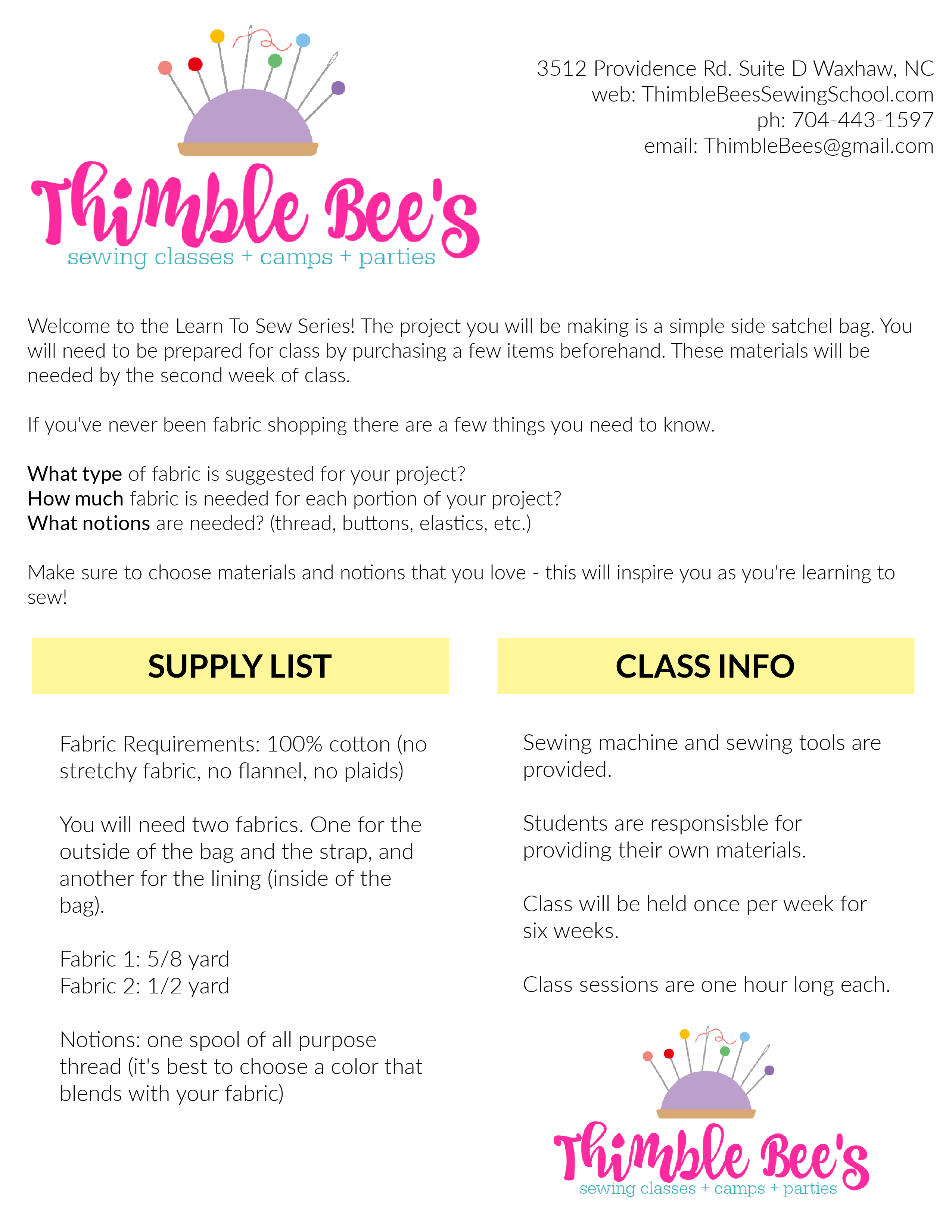 Learn To Sew Kids Thimble Bee's Sewing School