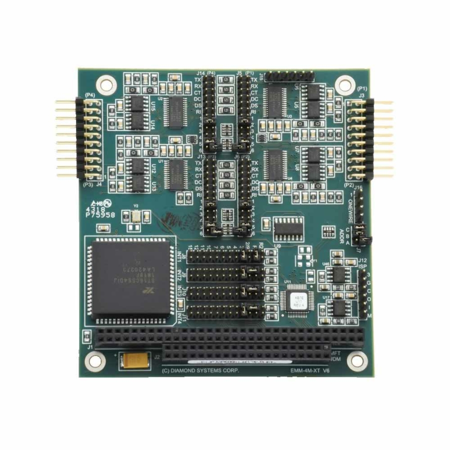 EMM-4M-XT : 4-Port RS-232/422/485 Serial PC/104 Wide Temperature Module