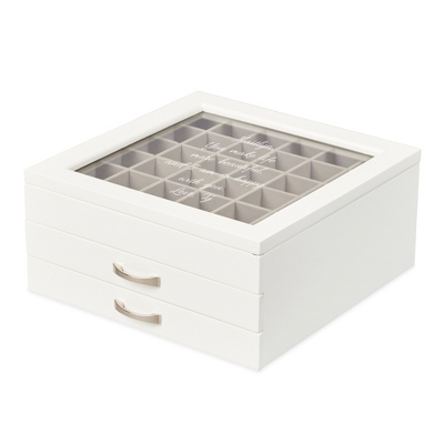 Mele and Co Liza White Wood and Glass Top Jewelry Box
