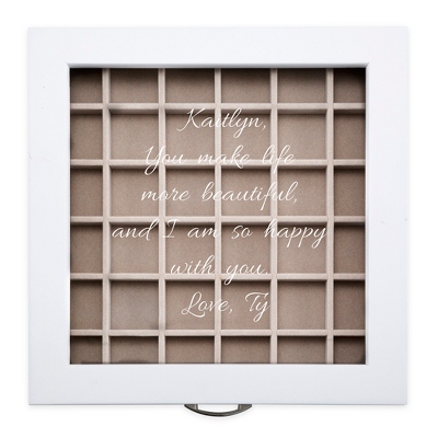 Mele and Co Liza White Wood and Glass Top Jewelry Box