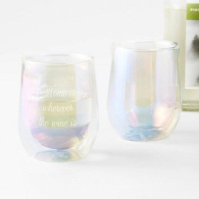 Corkcicle Prism Double Walled Stemless Wine Glass Set