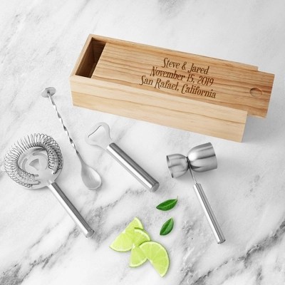5 Piece Laser Engraved Wood Bar Tool Set