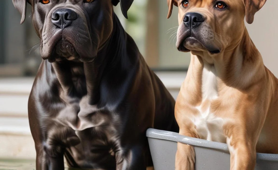 Cane Corso Bathing vs Pitbull