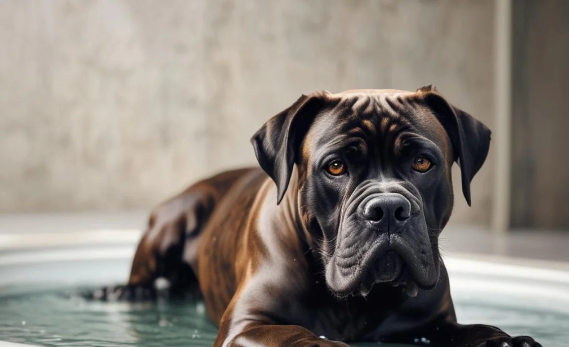 Preparing for Bathing a Cane Corso