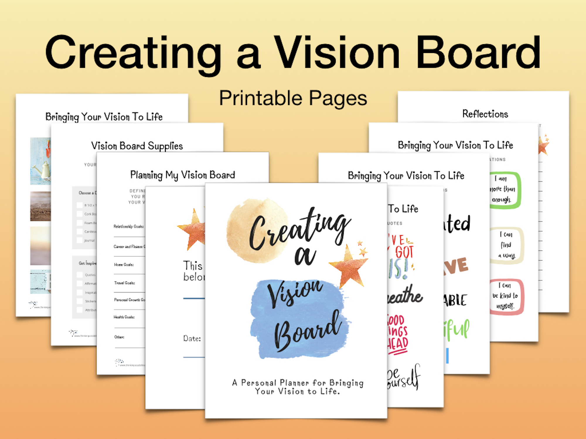 Paper Paper & Party Supplies Vision Board Vision Board Printables Goal