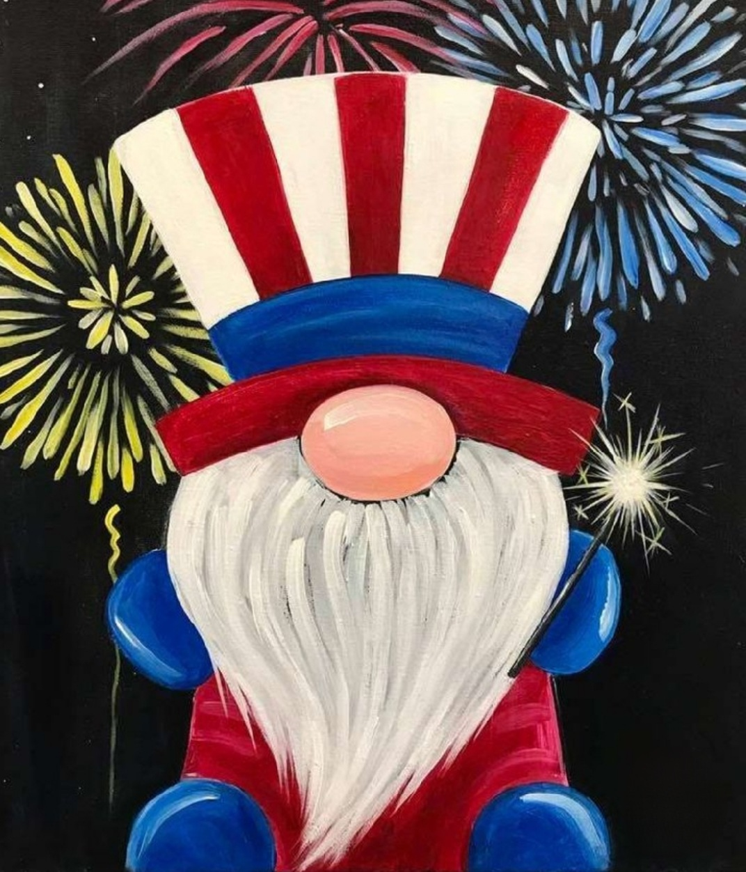 Canvas Painting Class 4th of July Gnome of the Free Think Iowa City