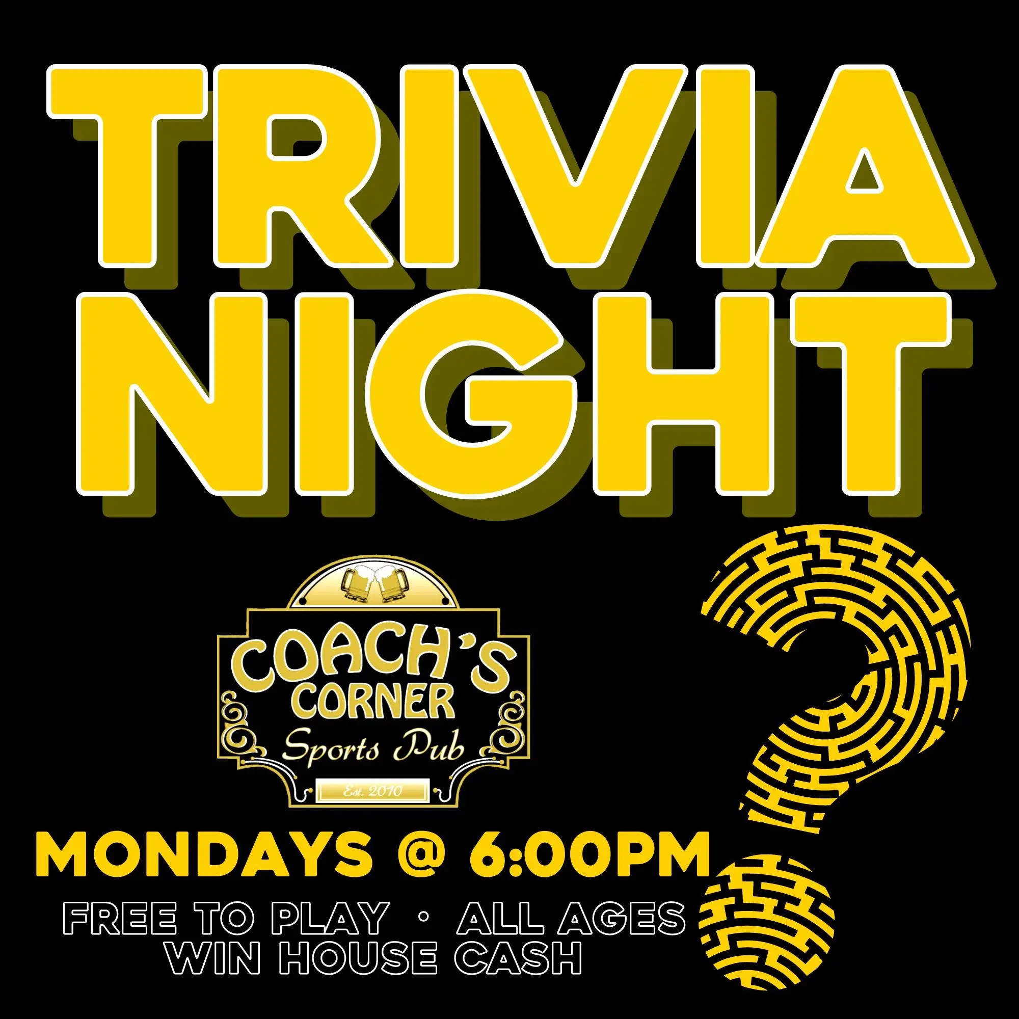 Monday Night Trivia at Coach's Corner Think Iowa City
