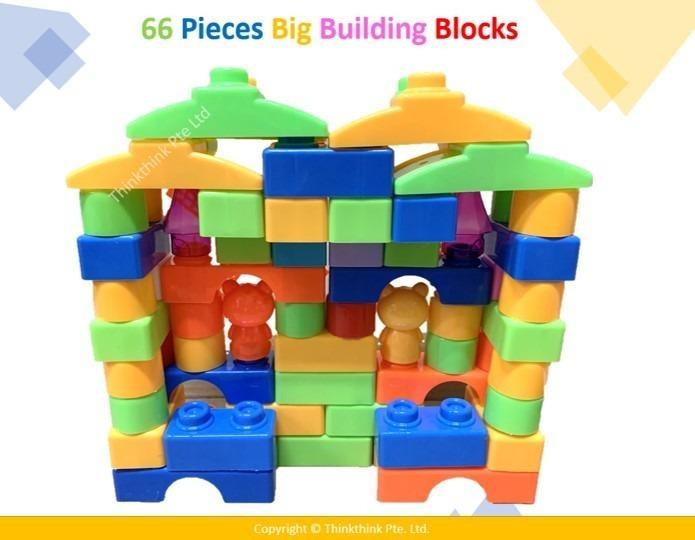 66 Pieces Big Building Blocks with One Transparent Bag for Children