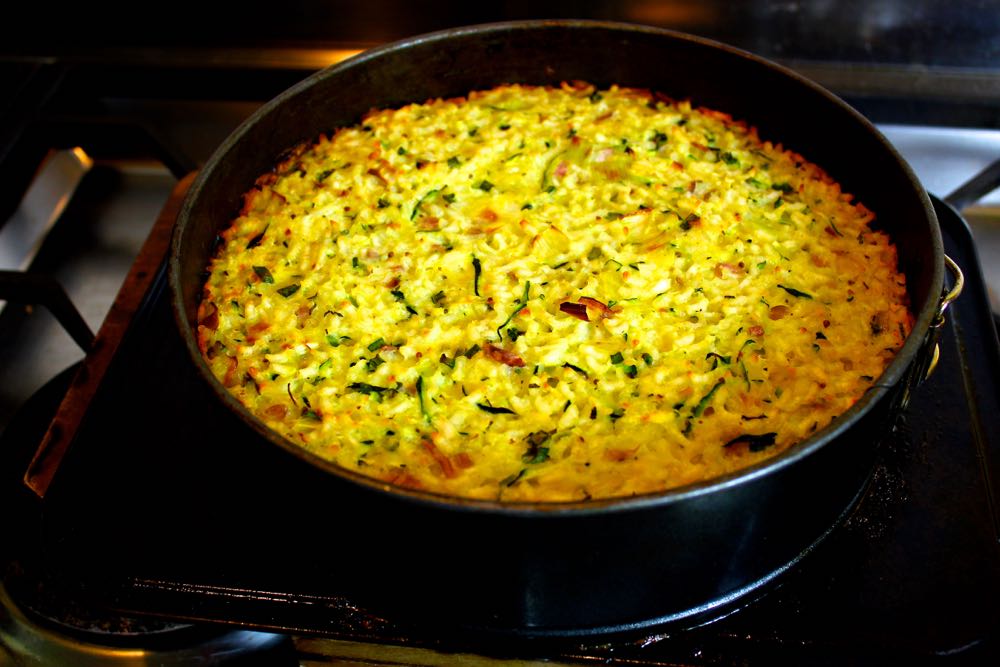 Courgette, Leek and Herb Risotto Cake thinlyspread.co.uk