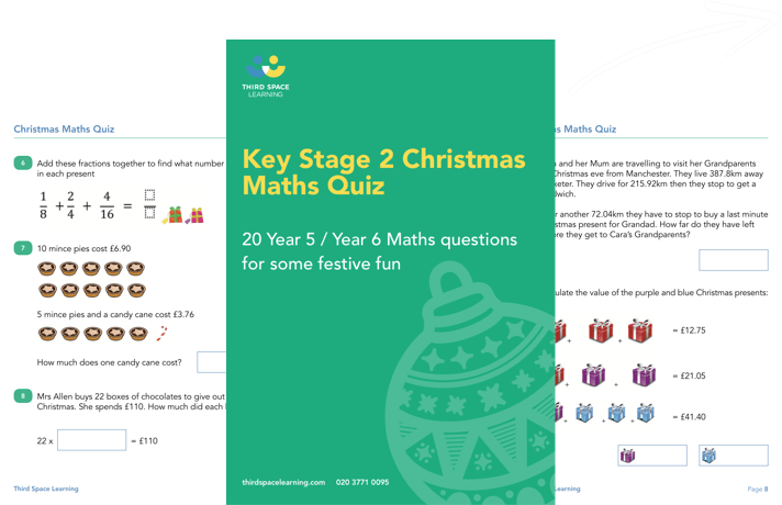[FREE] Christmas Maths Quiz for KS2 Year 5 and Year 6