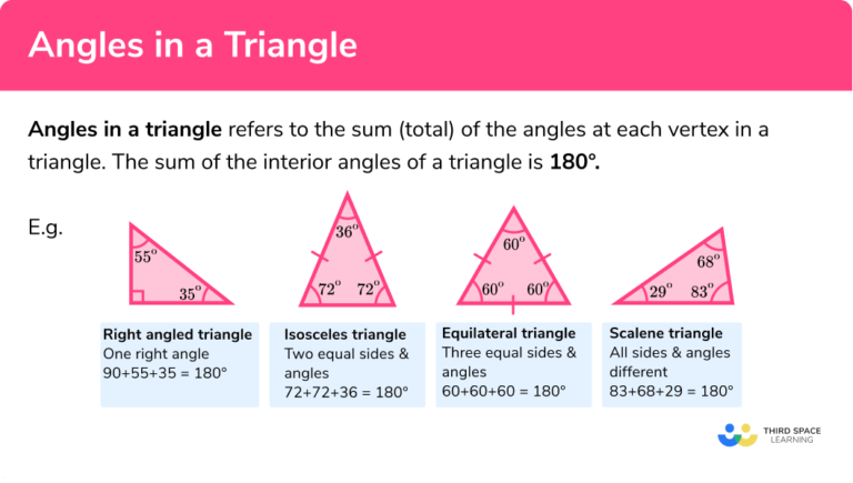 Angles In A Triangle - GCSE Maths - Steps, Examples & Worksheet
