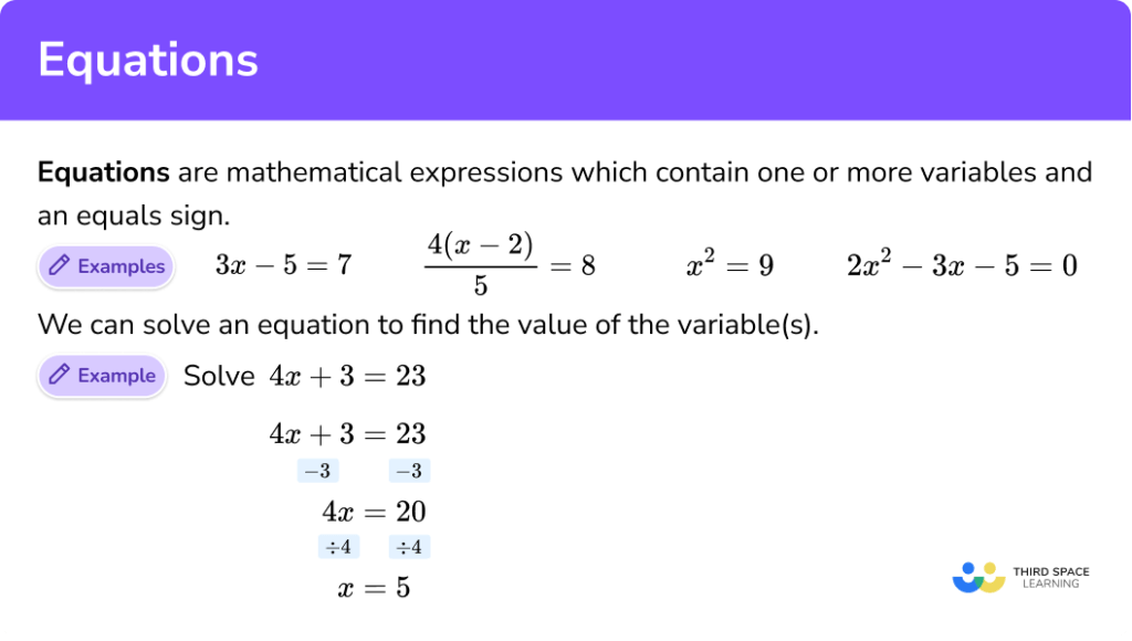 Equations - GCSE Maths - Steps, Examples & Worksheet