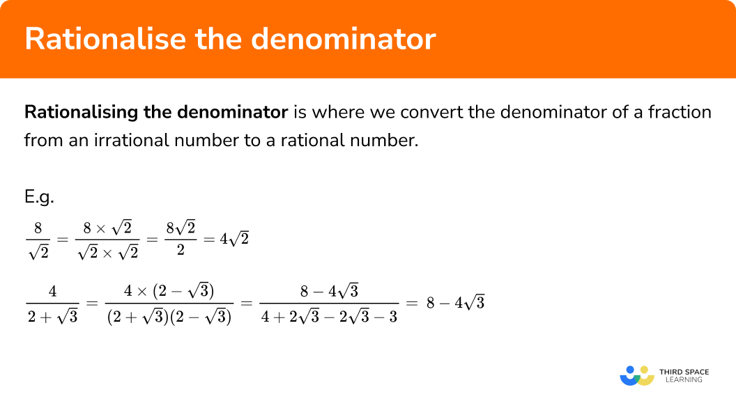 Rationalise the Denominator - GCSE - Steps, Examples & Worksheet