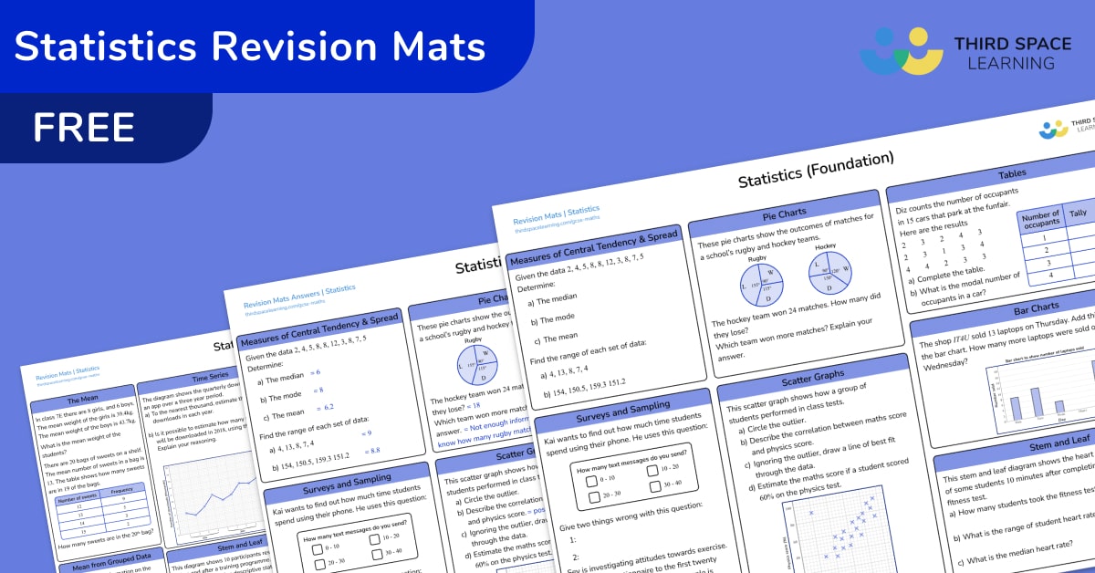 [FREE] GCSE Maths Statistics Revision Mats Third Space Learning