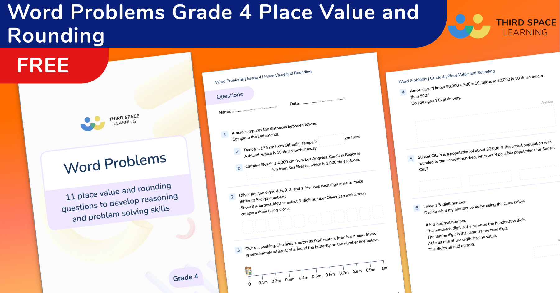 [FREE] Word Problems Grade 4 Place Value and Rounding