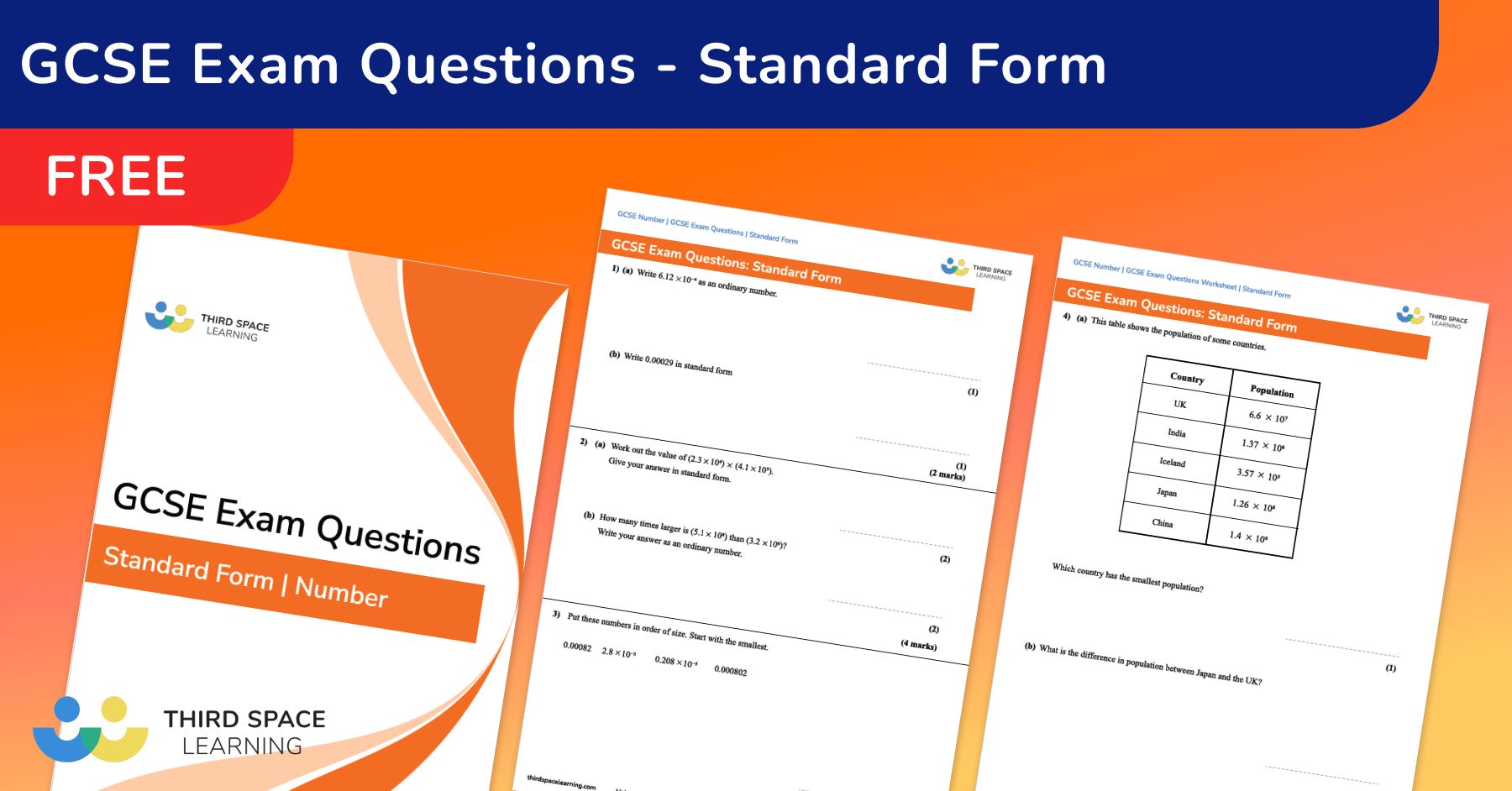 Standard Form Exam Questions GCSE Maths [FREE]