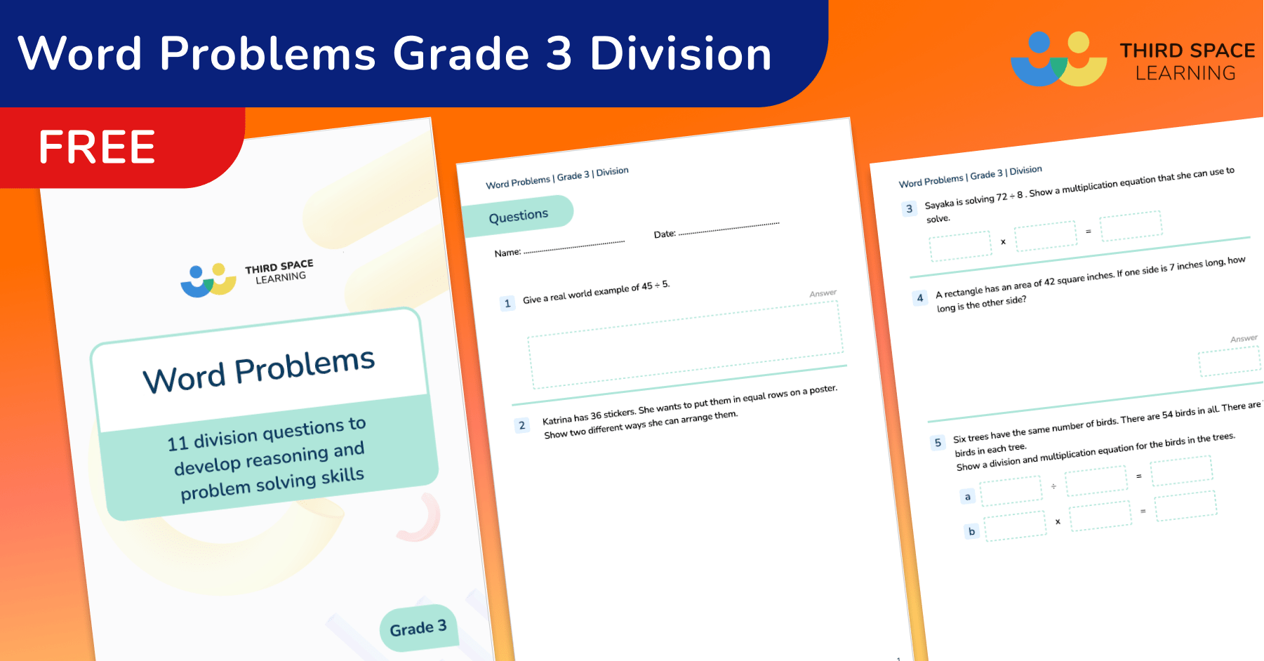 [FREE] Word Problems Grade 3 Division