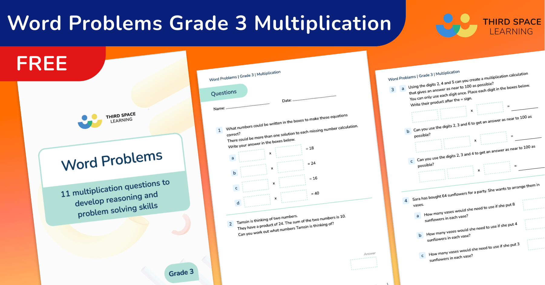 [FREE] Word Problems Grade 3 Multiplication