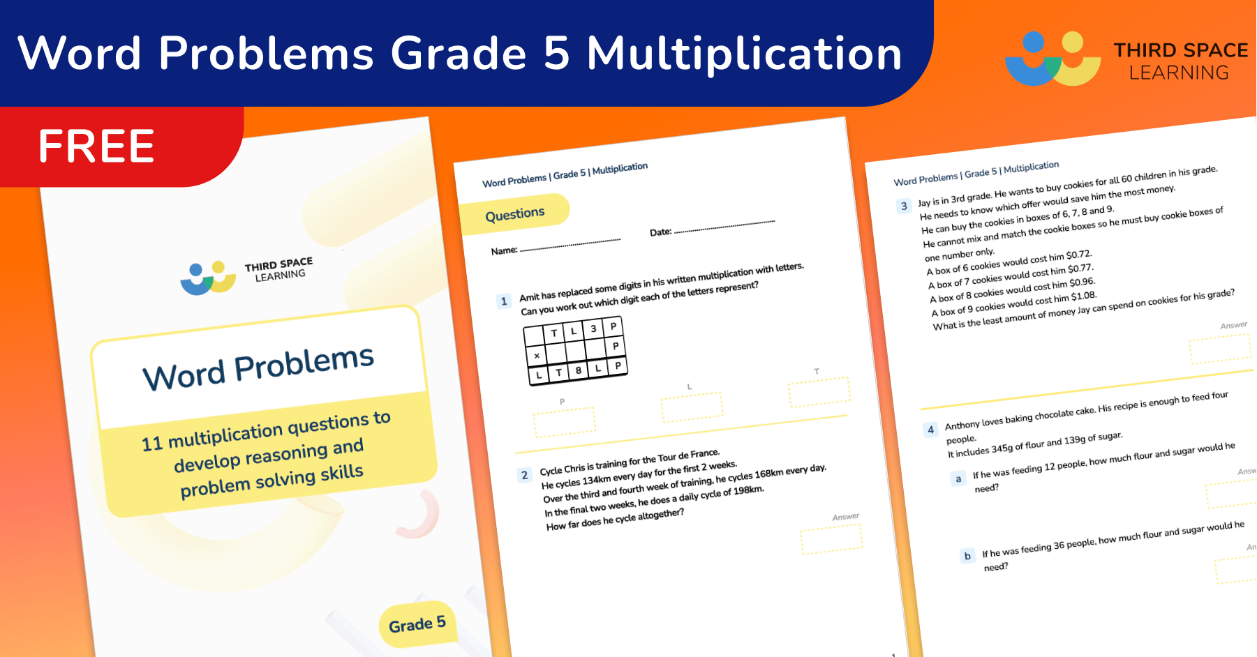 [FREE] Word Problems Grade 5 Multiplication