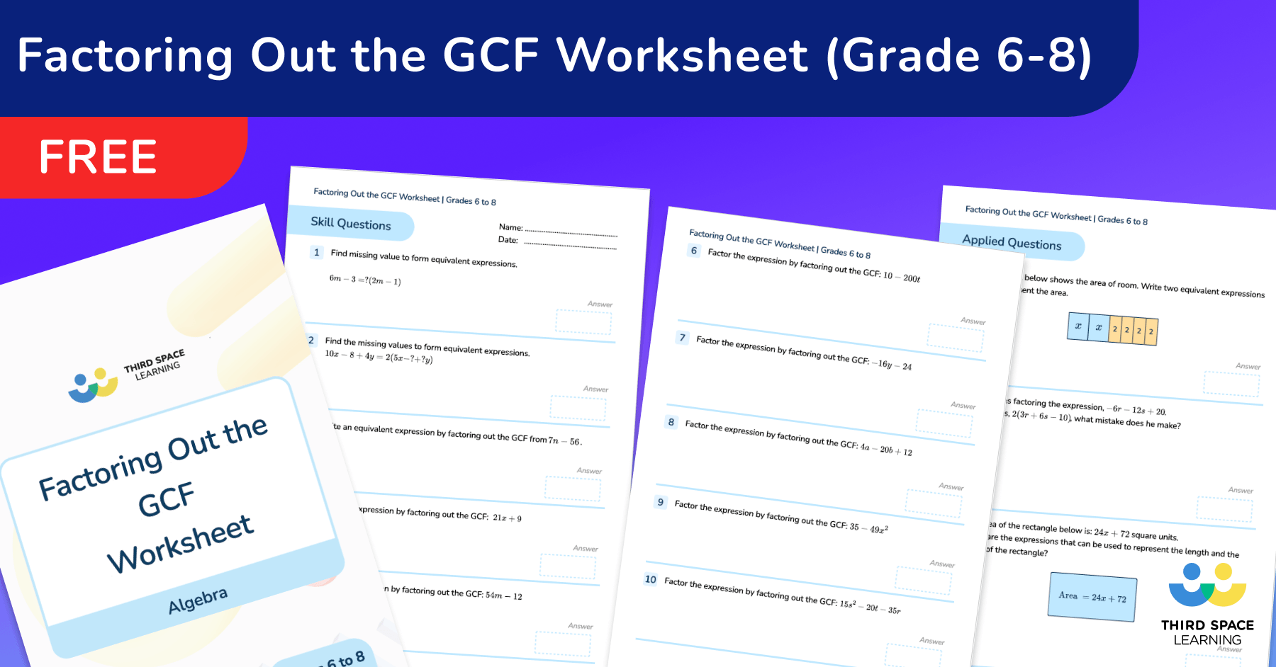 [FREE] Factoring Out The GCF Worksheet