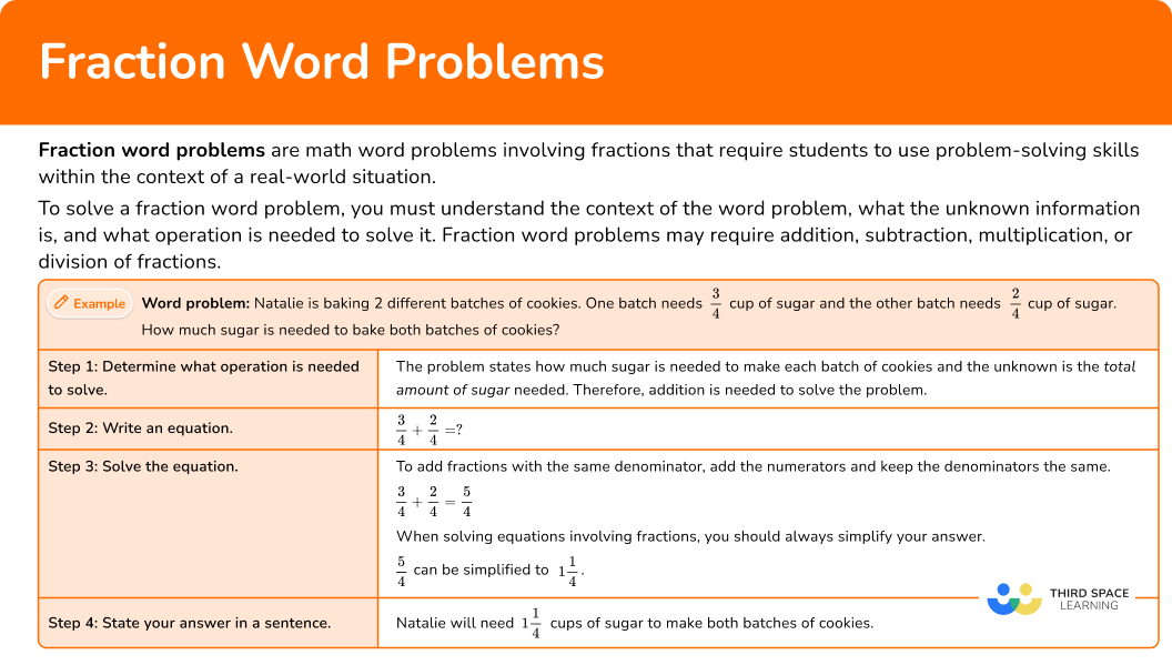 Fraction Word Problems - Math Steps, Examples & Questions