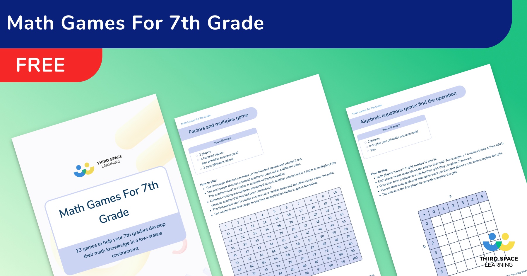 [FREE] Math Games For 7th Grade
