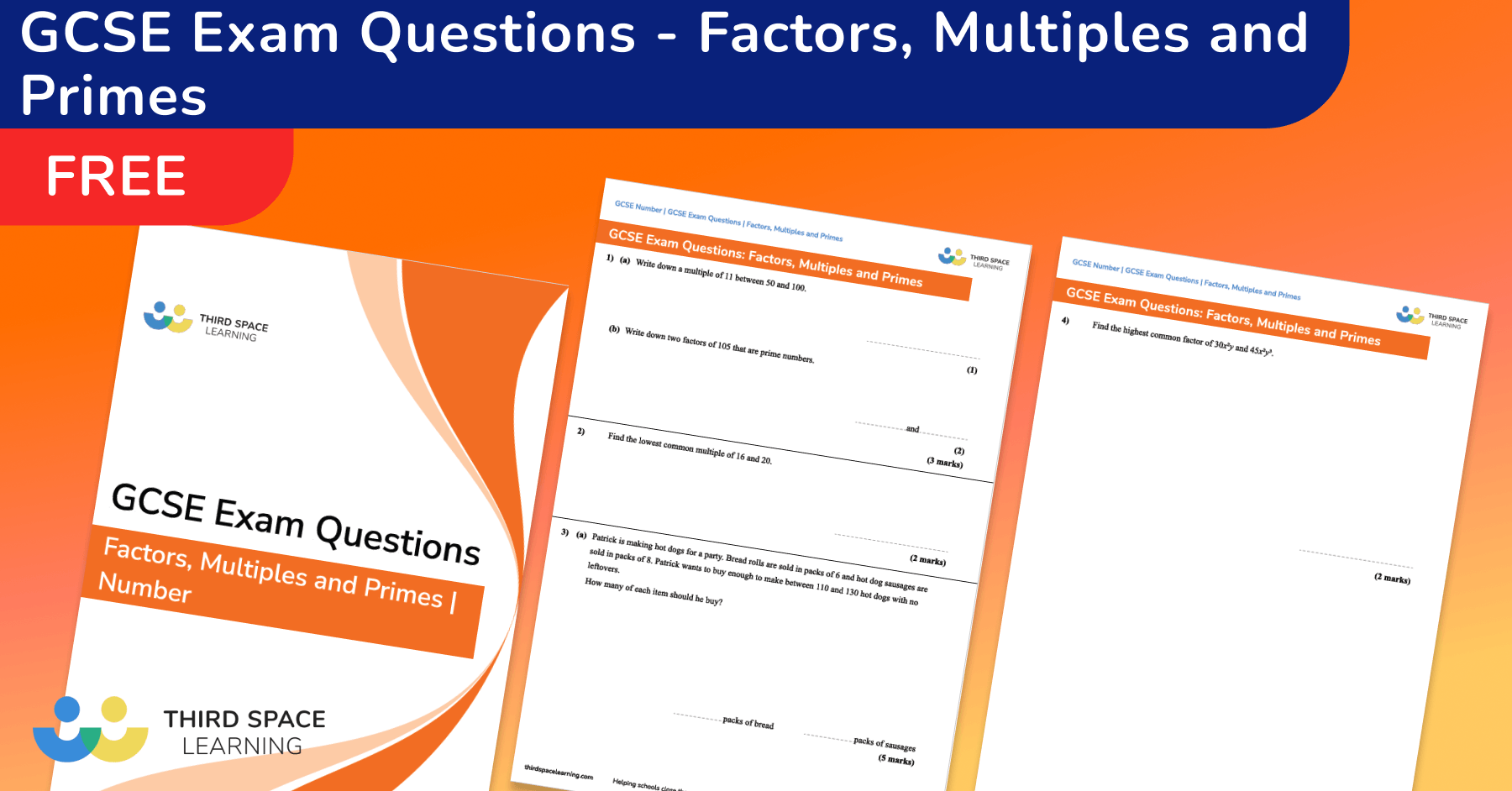 Factors, Multiples And Primes Exam Questions GCSE Maths [FREE]