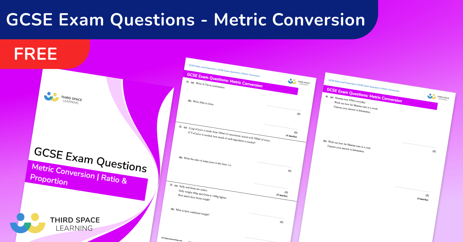 Metric Conversion Exam Questions GCSE Maths [FREE]