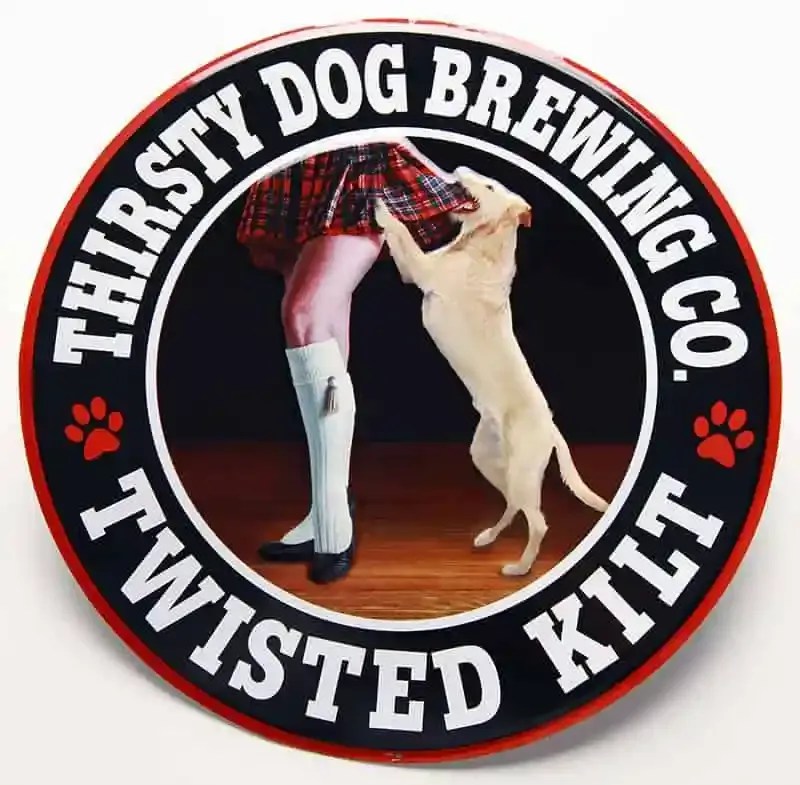 Tin Tackers Sign Thirsty Dog Twisted Kilt Thirsty Dog Brewing Co.