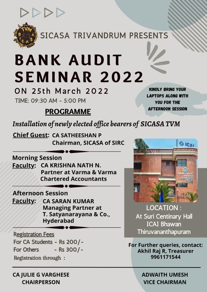 Students Bank Audit Seminar at Thiruvananthapuram branch od SIRC of