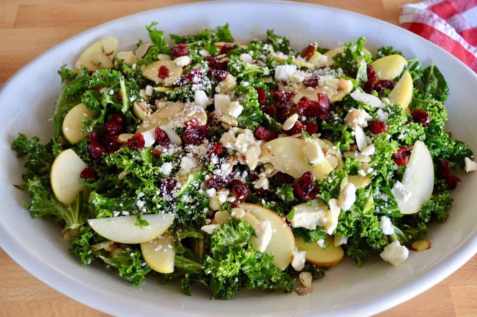 Kale Cranberry Feta Salad Lemon Vinaigrette This Delicious House