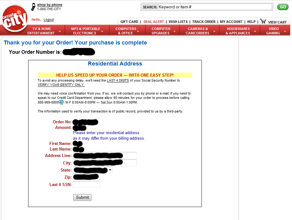 Circuit City wants my SSN This Guy Knows
