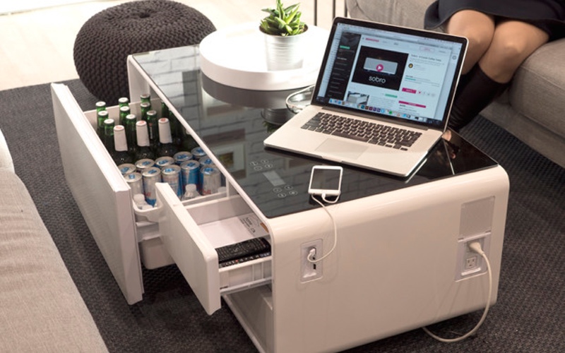 Sobro Coffee Table with Touch Controls, Fridge and Charging Stations