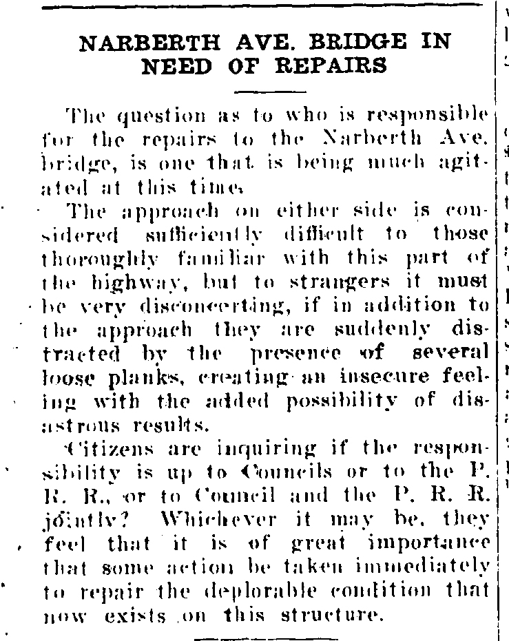 Narberth Bridge 1923 This Is Lower Merion And Narberth