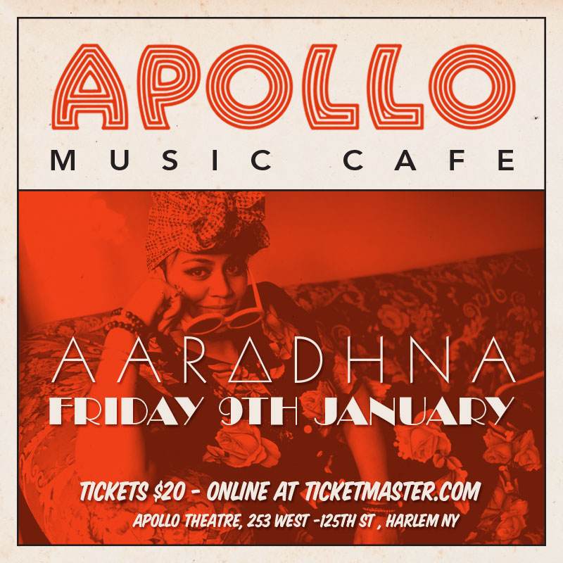 Ticket Giveaway Aaradhna Live at Apollo Music Cafe on Jan
