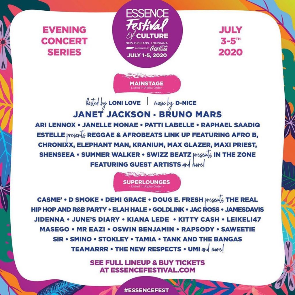 2023 essence festival lineup tickets Jackson & Bruno Mars Lead Lineup For Essence Fest 2020