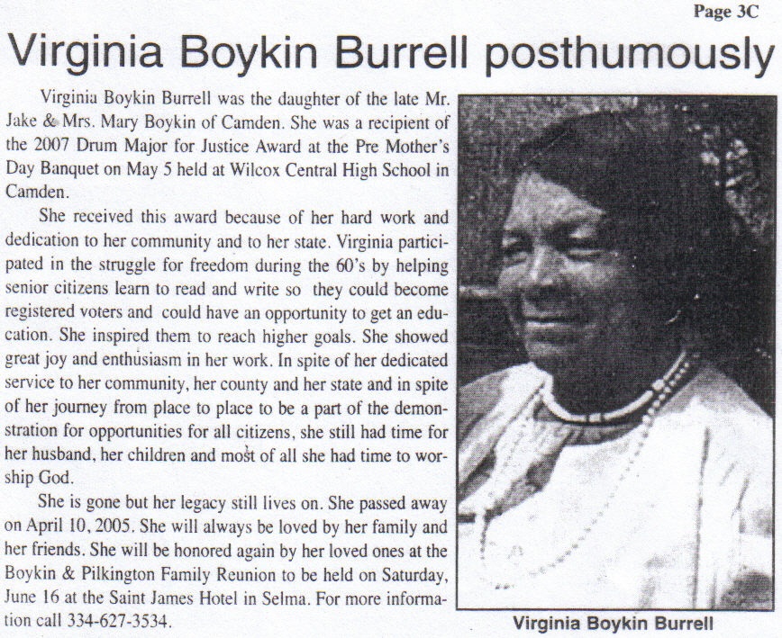 Virginia Boykin Burrell « Wilcox County Freedom Fighters