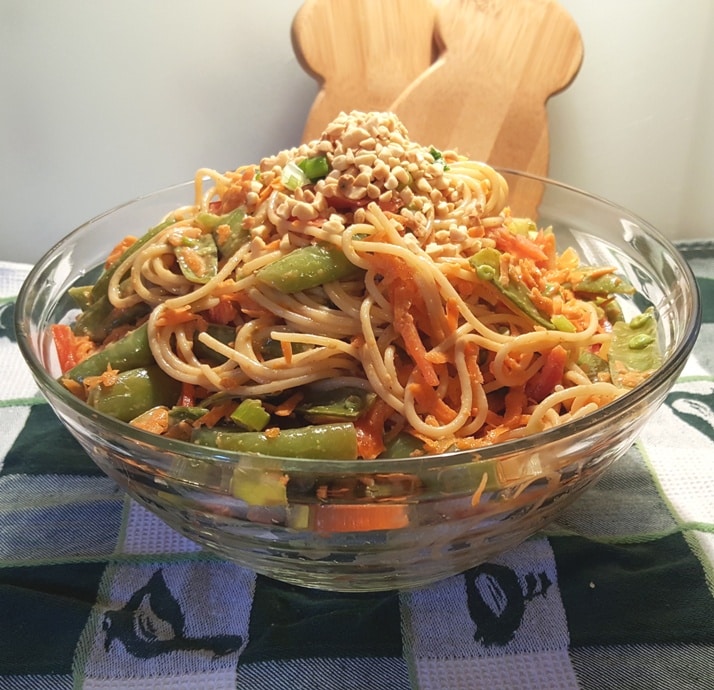 Asian Crunchy Noodle Salad w/Peanut Butter Dressing This Old Gal