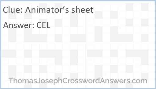 Animator’s sheet crossword clue