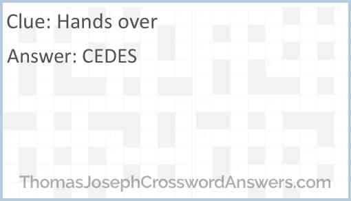 Hands over crossword clue