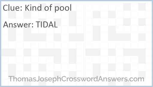 Kind of pool crossword clue