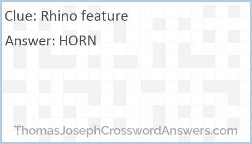 Rhino feature crossword clue