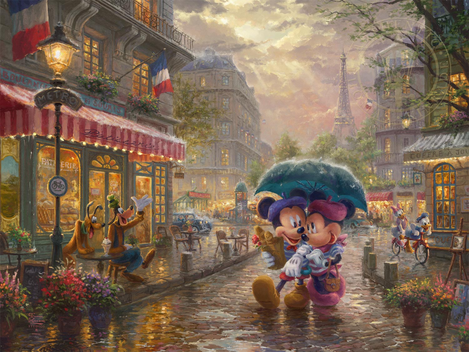 Mickey and Minnie in Paris Limited Edition Art Thomas Kinkade