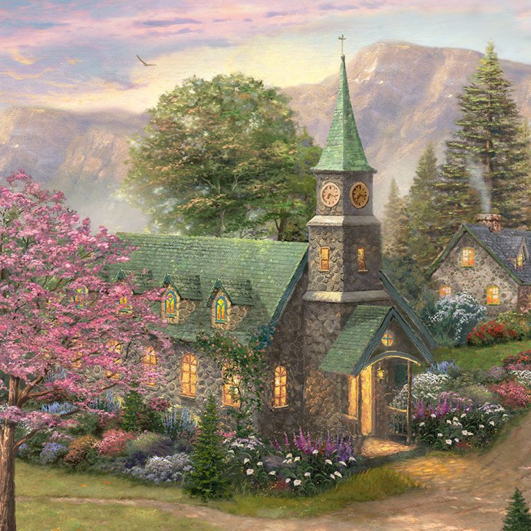 Sunday Morning Chapel Limited Edition Canvas Thomas Kinkade