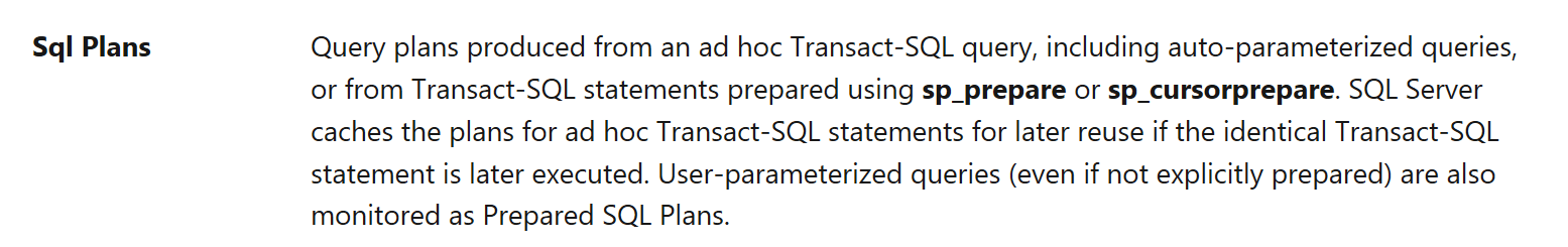 SQL Server Performance Counters Plan Cache SQL Plans