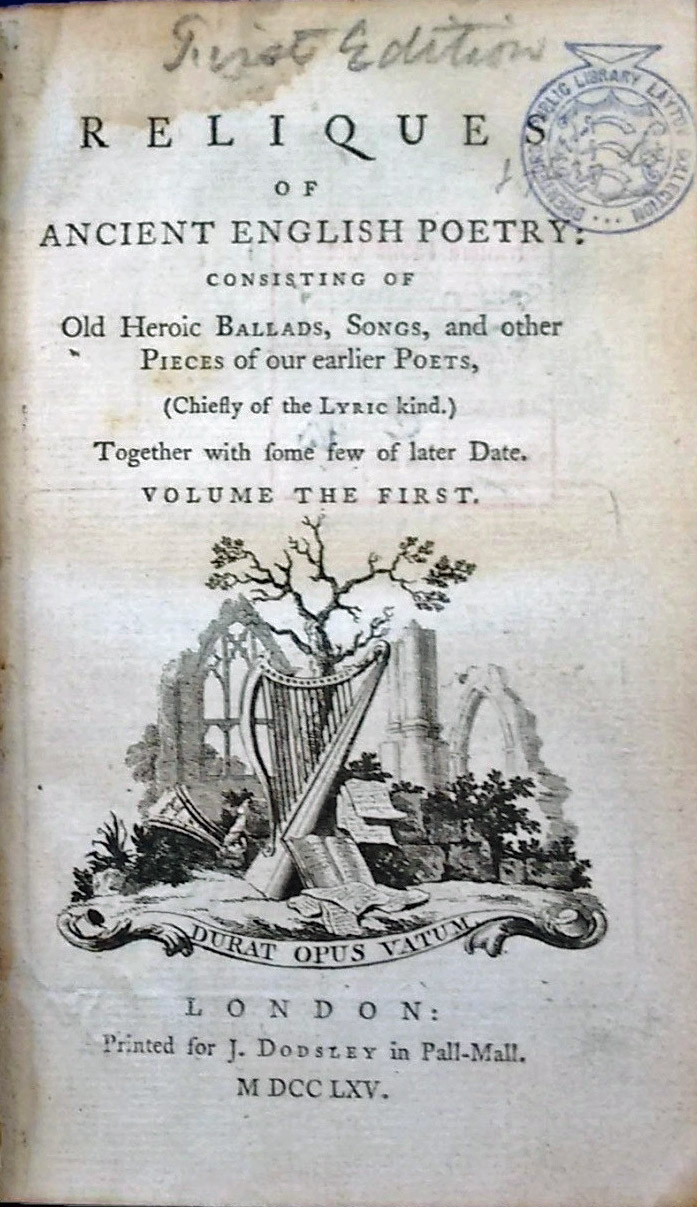 Reliques of Ancient English Poetry, Thomas Percy (1765