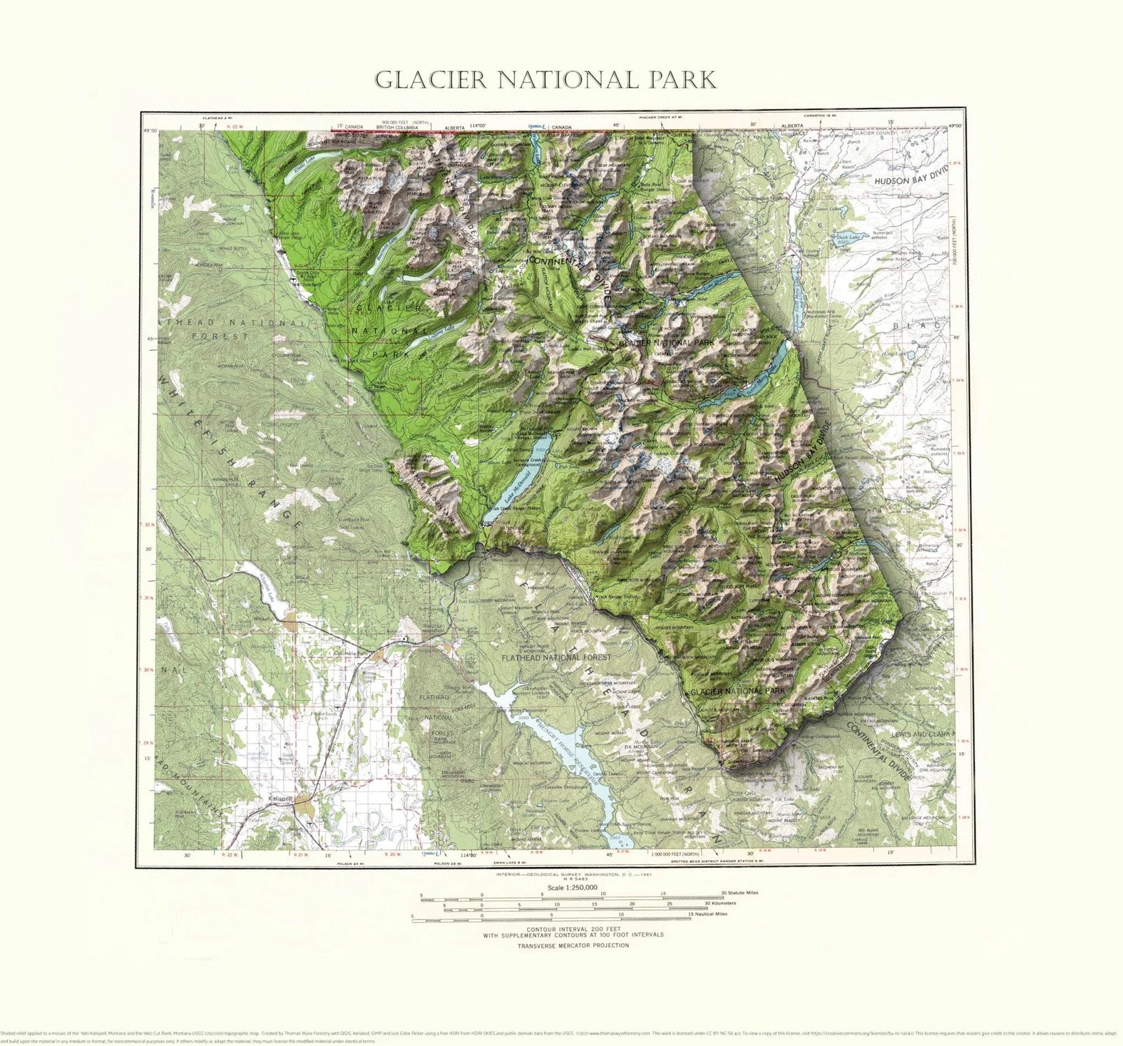 Topographic Map Of Glacier National Park Glacier National Park, Montana shaded relief topo map Thomas Wyse