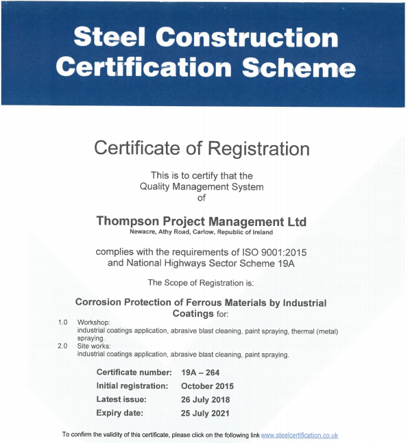 Structural Steel Certificates Thompson of Carlow